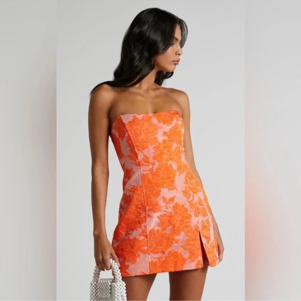 Showpo Orange Floral Mini Dress